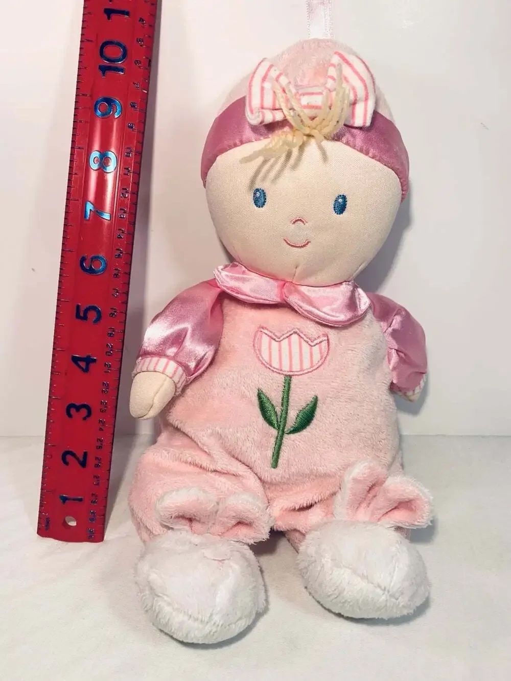 Kids Preferred Baby Doll Girl Blonde Flower Pink Blue Eyes Bunny Slippers